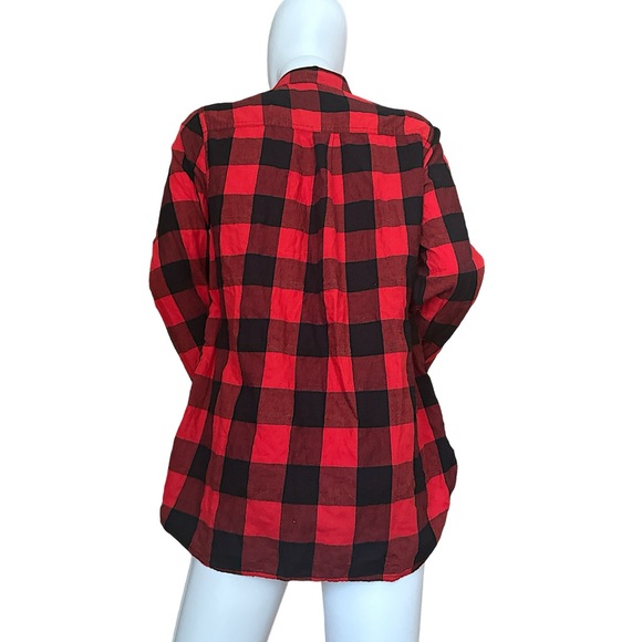 🎁♥️Old Navy Women's Plaid Flannel Boyfriend Shirts Red - Picture 3 of 5